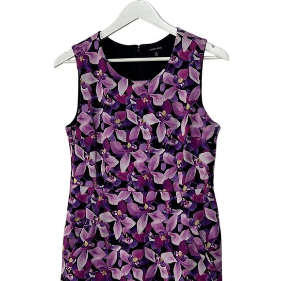Lands' End Womens 10 Dress Knee Length Sleeveless Purple Iris Floral Stretch - Picture 6 of 12